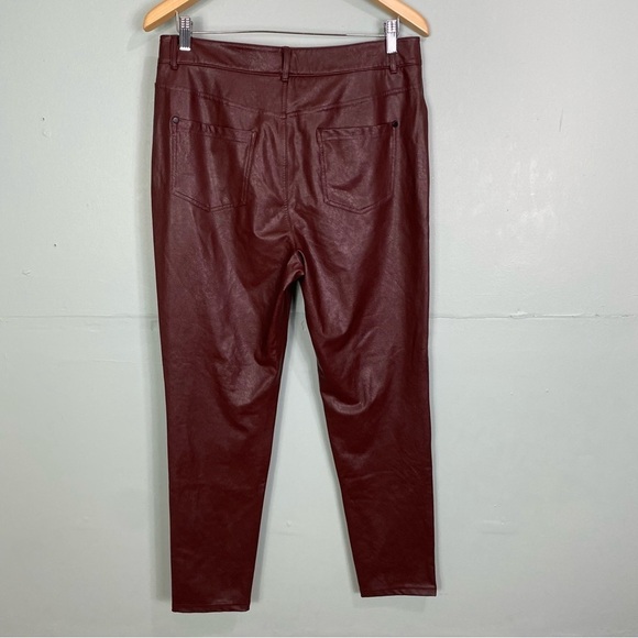 Commando Oxblood Red High Waisted Faux Leather Five Pocket Straight‎ Leg Pant L